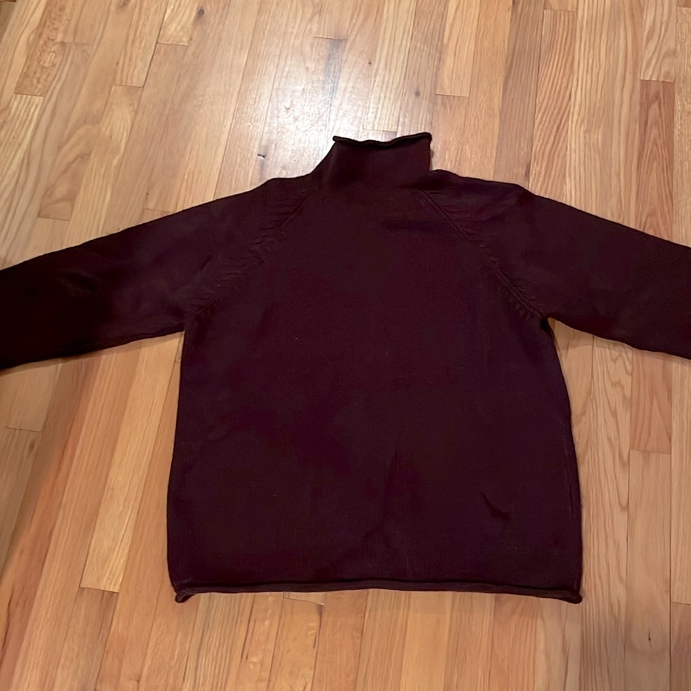 Lightly used burgundy J. Crew turtleneck sweater size XL.